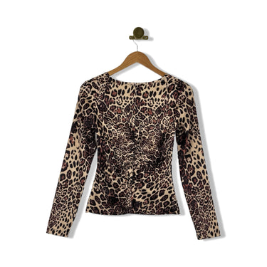 Area Stars Ruched Leopard Print Long Sleeve Top