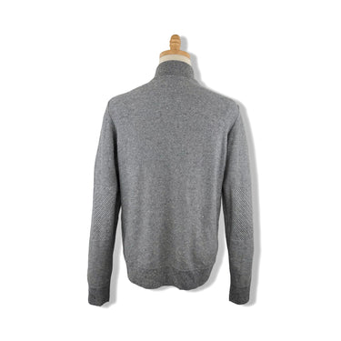 Billy Reid Birdseye Half Zip Melange Sweater