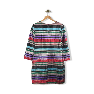Trina Turk Long Sleeve Metallic Striped Dress